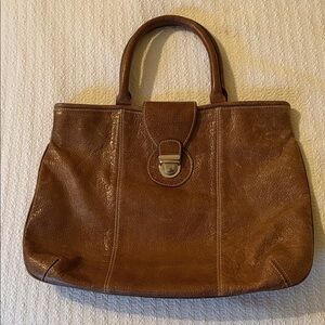 VINTAGE Elegant Brown Leather Tote Bag
